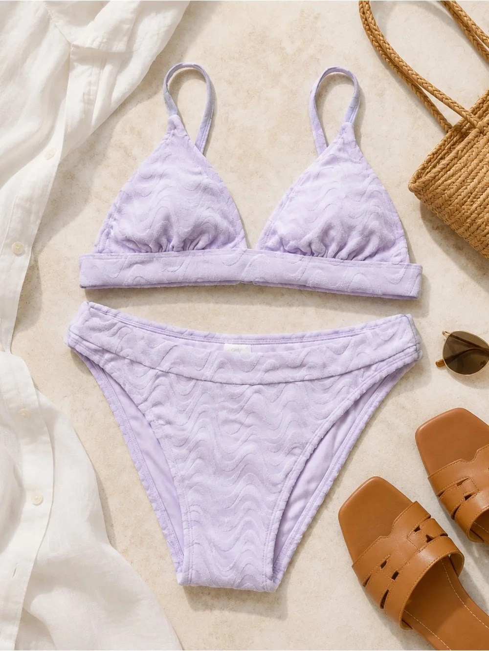 wild fable Lilac Textured Triangle Bikini Set